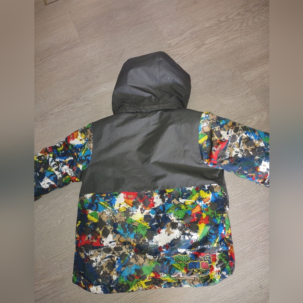 Child Snow Dragon Colorful Coat With Detachable Hood Sz 5 Excellent Condition